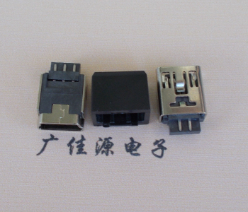 宁夏MINI USB 5Pin接口 带护套焊线母座 B型180度铜壳