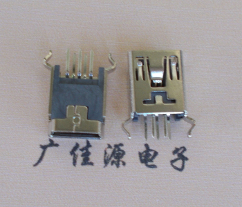宁夏MINI USB5p母座|B型口180度|直插弯脚
