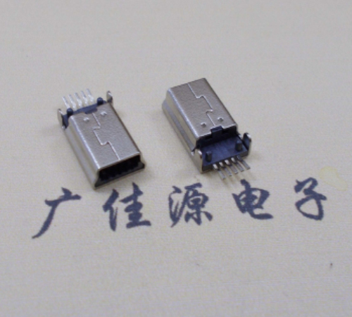 宁夏MINI USB公头 5pin端子贴板带柱 10.7mm体长