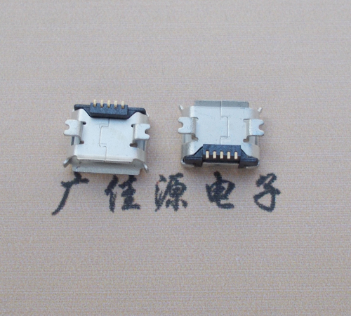 宁夏Micro USB 5PIN接口,B型垫高0.9mm鱼叉脚贴片雾锡卷边
