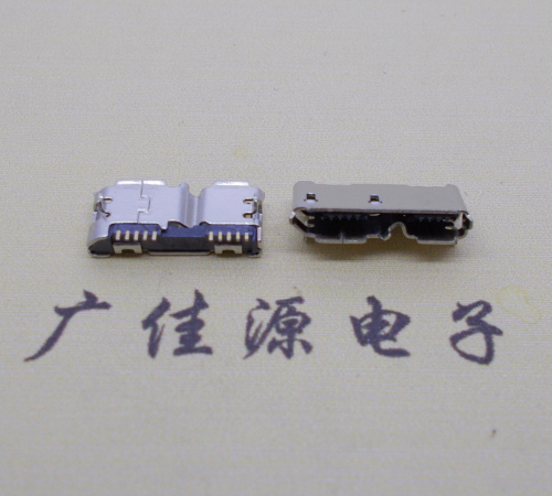 宁夏micro usb 3.0母座双接口10pin卷边两个固定脚 