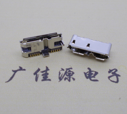宁夏 双接口micro usb3.0母座有卷边10pin三个固定脚插板
