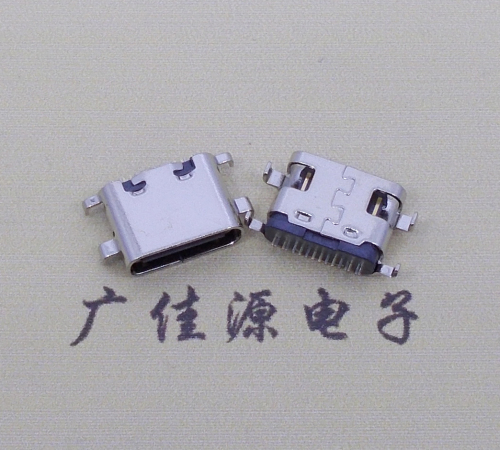 宁夏type c16p沉板母座破板0.8mm/1.0mm/1.2mm/1.6mm四脚插板端子SMT总体长度L=6.5mm