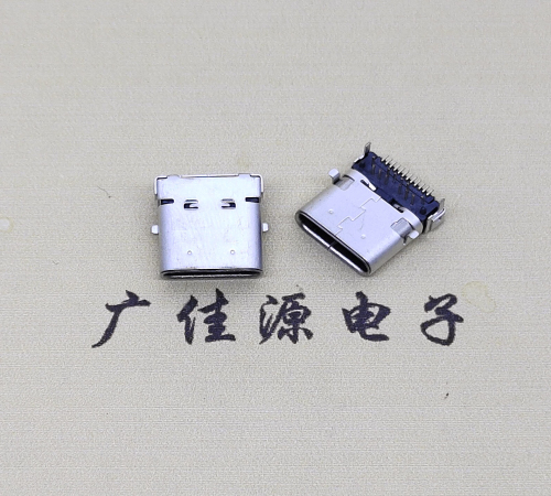 宁夏type c24p板上双壳连接器接口 DIP+SMT L=10.0脚长1.6母头